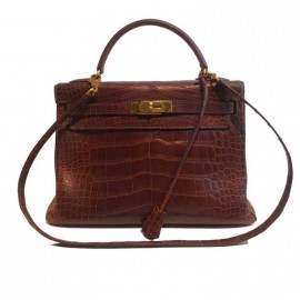 Kelly 32 HERMES alligator Mississipi fauve mat