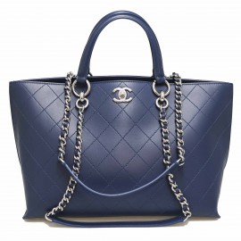 Cabas CHANEL cuir bleu