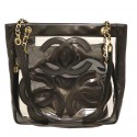 Cabas CHANEL vintage transparent CC en cuir