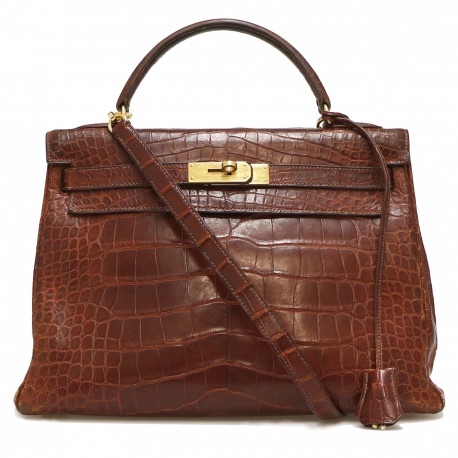 Kelly 32 HERMES alligator Mississipi fauve mat