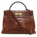 Kelly 32 HERMES alligator Mississipi fauve mat