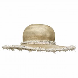 Chapeau CHANEL paille et tweed beige