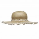 Chapeau CHANEL paille et tweed beige