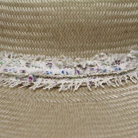 Chapeau CHANEL paille et tweed beige