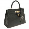 Sac à main Kelly 32 HERMES lezard Varan du Nil noir