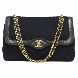 Sac CHANEL Couture  jersey bleu