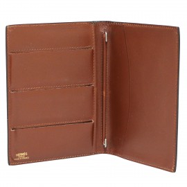 Porte cartes répertoire HERMES cuir marron