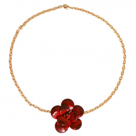 Collier caméia MARGUERITE DE VALOIS rouge