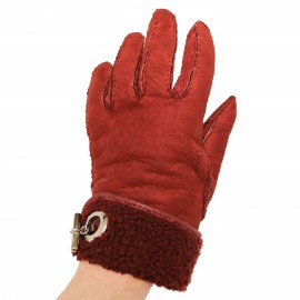 Gants HERMES peau retournée bordeaux