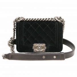 Mini sac Boy CHANEL velours noir