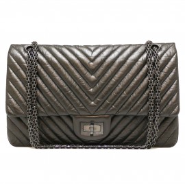 Maxi 2.55 CHANEL chevrons noir All black