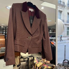 Veste YVES SAINT LAURENT à carreaux et col velours