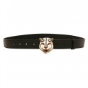 Ceinture GUCCI T95 en cuir noir et tête de tigre