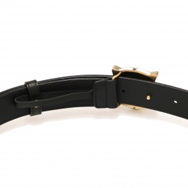 Ceinture GUCCI T95 en cuir noir et tête de tigre