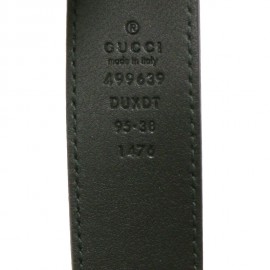 Ceinture GUCCI T95 en cuir noir et tête de tigre