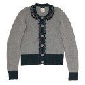 Cardigan gris CHANEL T38 broderies