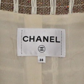 Manteau CHANEL t38 tweed beige et blanc