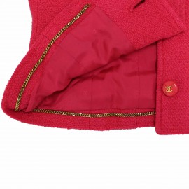 Veste T 36 CHANEL en tweed rose avec boutons avec inscription doré