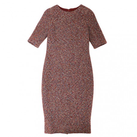 Robe tweed CHANEL T34 bordeaux, or