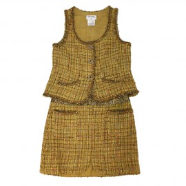 Ensemble CHANEL jaune jupe et veste