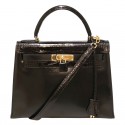 Kelly 28 HERMES box noir Vintage