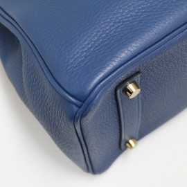 Birkin HERMES bleu bijouterie or 35