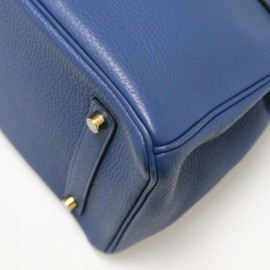 Birkin HERMES bleu bijouterie or 35