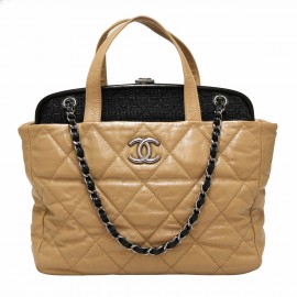 Cabas CHANEL bicolore tweed cuir 