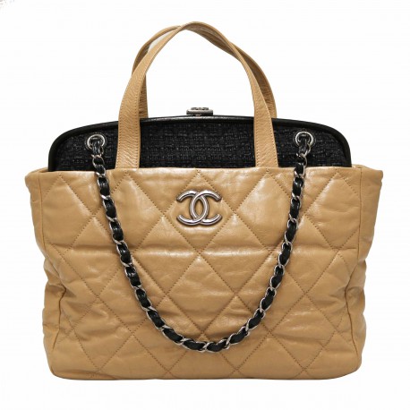 Cabas CHANEL bicolore tweed cuir 