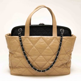 Cabas CHANEL bicolore tweed cuir 