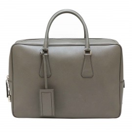 Sacoche PRADA cuir Saffiane gris