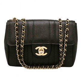 Sac CHANEL Jumbo cuir grainé noir 