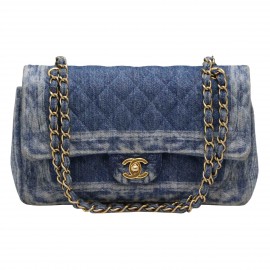 Sac Timeless CHANEL denim bleu delavé