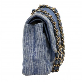 Sac Timeless CHANEL denim bleu delavé