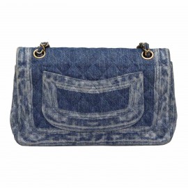 Sac Timeless CHANEL denim bleu delavé