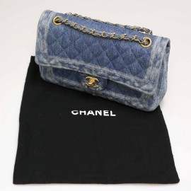 Sac Timeless CHANEL denim bleu delavé