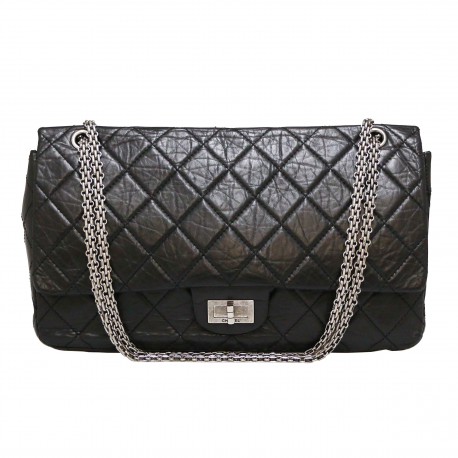 Maxi sac 2.55 CHANEL veau vieilli noir