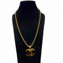 Long collier CHANEL CC matelassé doré