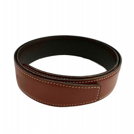 Ceinture H HERMES réversible T70 en veau swift marron et veau epsom chocolat