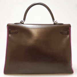 Kelly 32 HERMES bicolore marron liseret violet