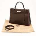 Kelly 32 HERMES bicolore marron liseret violet