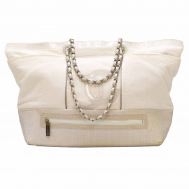 Grand sac de plage CHANEL éponge blanc