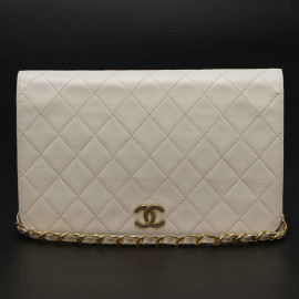 Sac vintage CHANEL cuir blanc