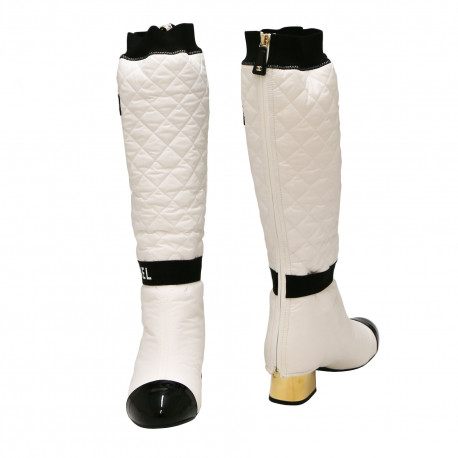 Bottes CHANEL T37  guetres amovibles blanches