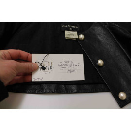 Veste courte T 38 CHANEL cuir noir 