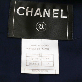 Veste T38 CHANEL tweed bleu fils d'argent