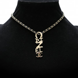 Collier CHANEL chaine entrelacée de cuir