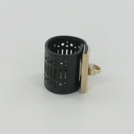 SERGIO ROSSI cuff black leather