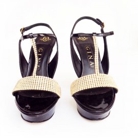 Sandales hautes GINA Taille 5 en cuir verni noir