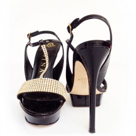 Sandales hautes GINA Taille 5 en cuir verni noir